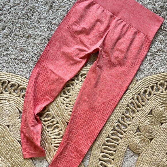 Gymshark Vital Seamless Leggings - Coral Red Marl Size M - Picture 4 of 4